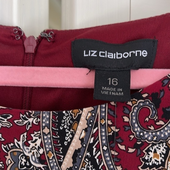 Liz Claiborne Workwear Professional Office Attire Size 16 Dress NWT Wine Multi - Picture 6 of 8